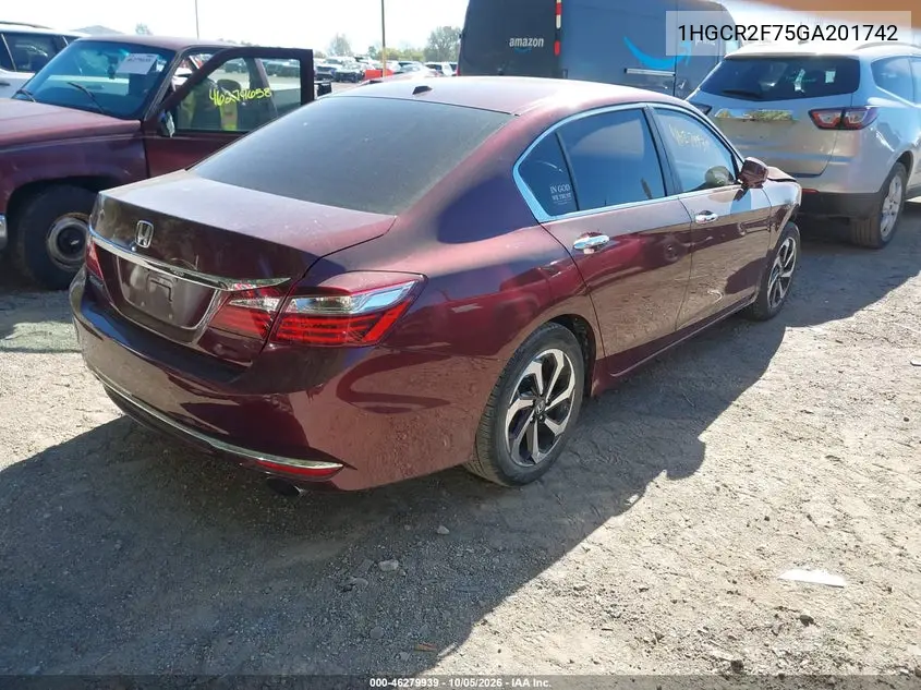 2016 HONDA ACCORD VIN 1HGCR2F75GA201742 — фото 4