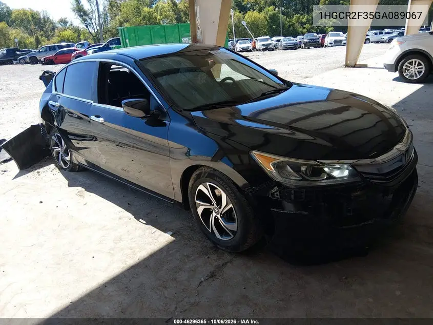 HONDA ACCORD 2016, VIN 1HGCR2F35GA089067