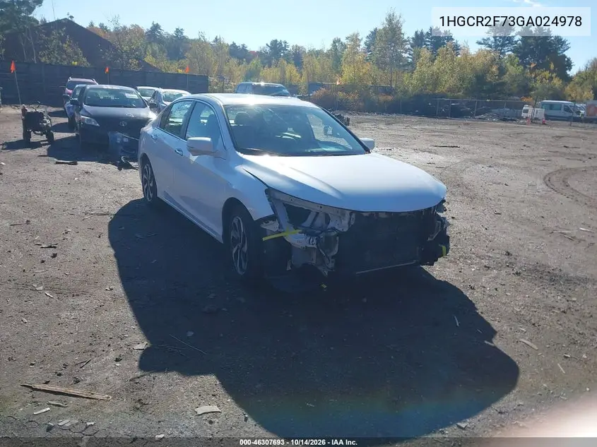 HONDA ACCORD 2016, VIN 1HGCR2F73GA024978