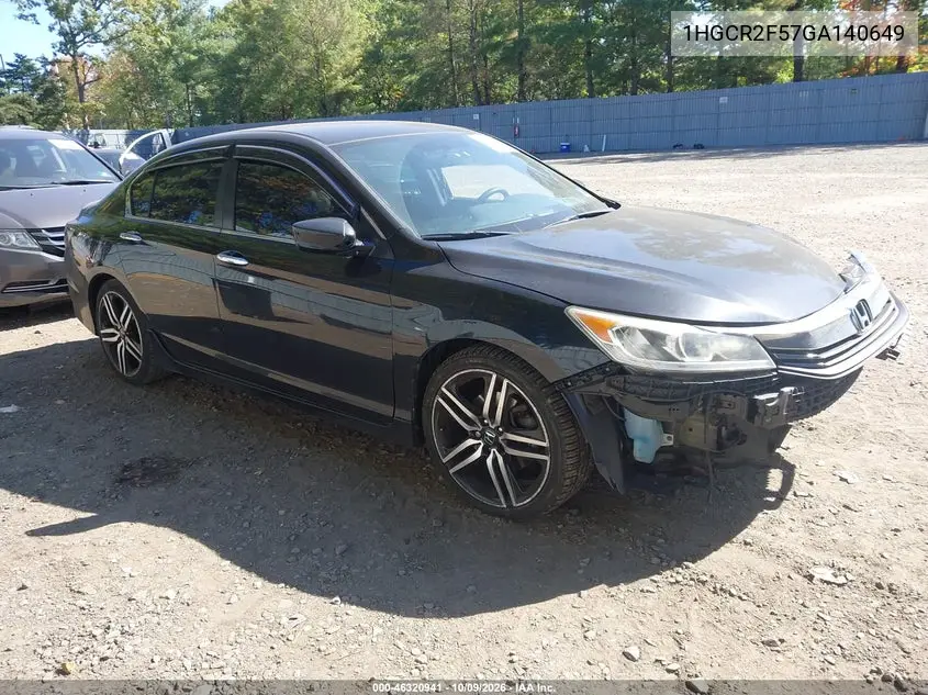 HONDA ACCORD 2016, VIN 1HGCR2F57GA140649