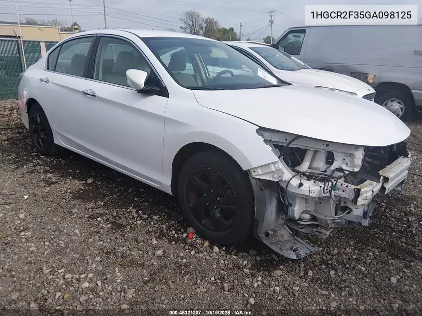 HONDA ACCORD 2016, VIN 1HGCR2F35GA098125