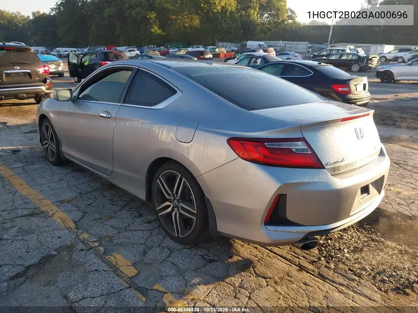 2016 HONDA ACCORD VIN 1HGCT2B02GA000696 — фото 3