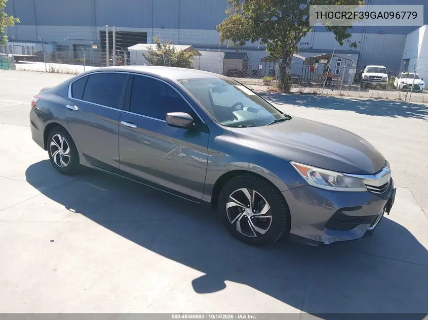 HONDA ACCORD 2016, VIN 1HGCR2F39GA096779