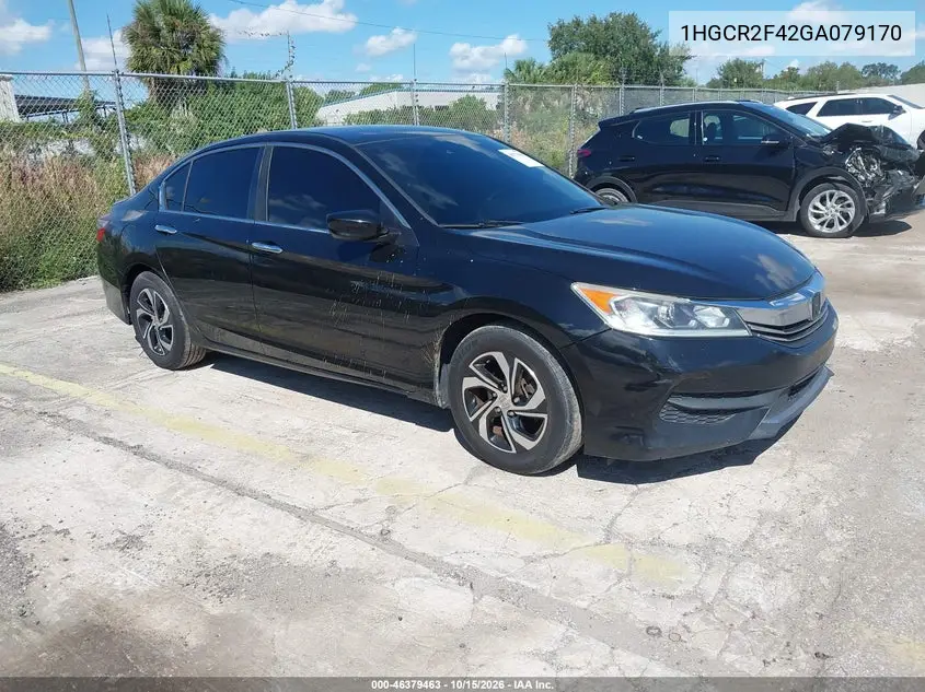 HONDA ACCORD 2016, VIN 1HGCR2F42GA079170