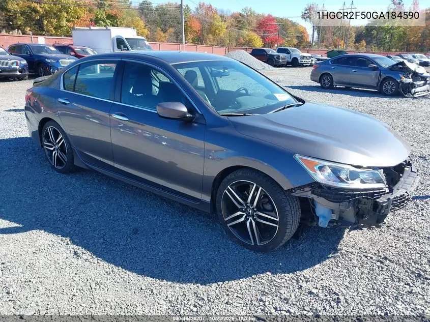 HONDA ACCORD 2016, VIN 1HGCR2F50GA184590