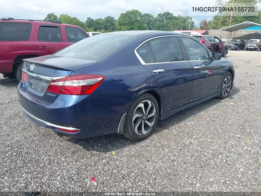 2017 HONDA ACCORD VIN 1HGCR2F59HA155722 — фото 4