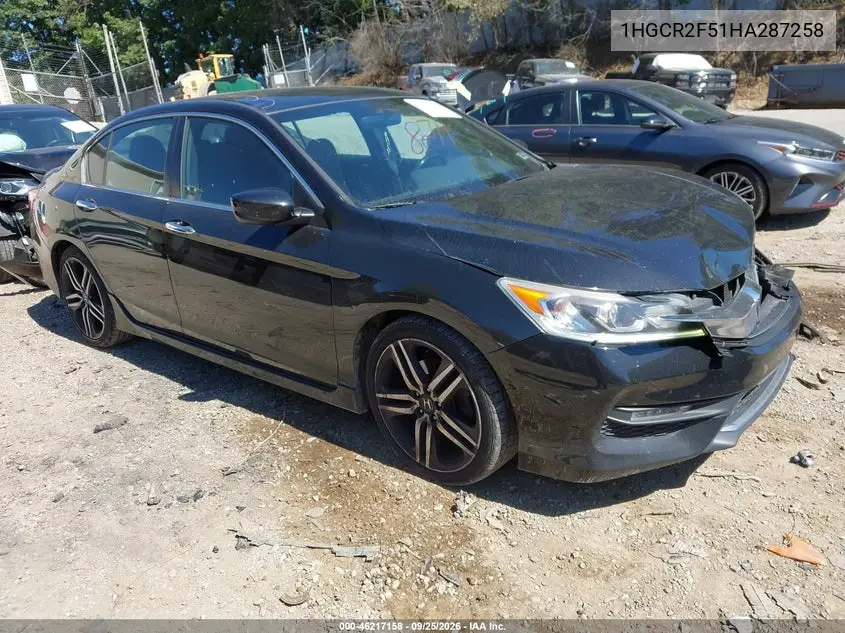 HONDA ACCORD 2017, VIN 1HGCR2F51HA287258