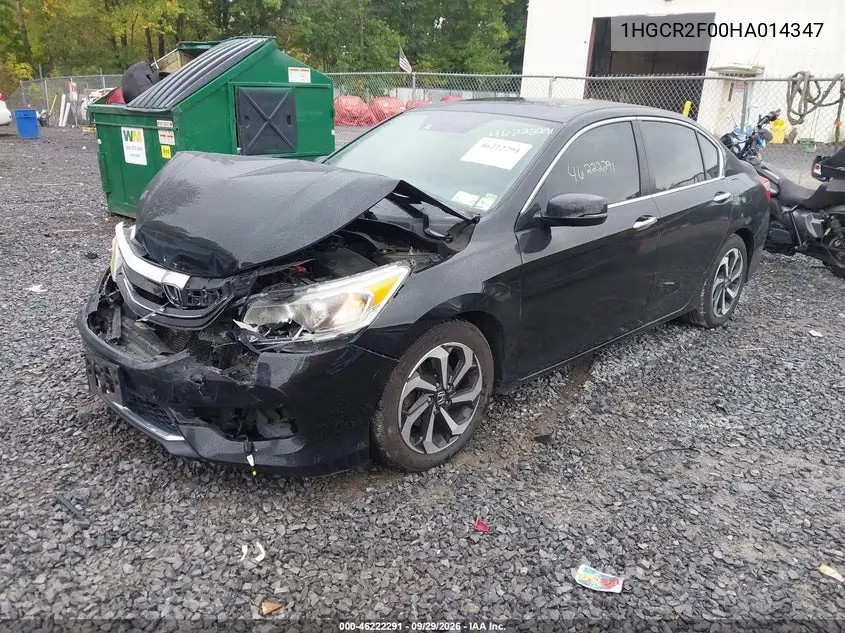 2017 HONDA ACCORD VIN 1HGCR2F00HA014347 — фото 2