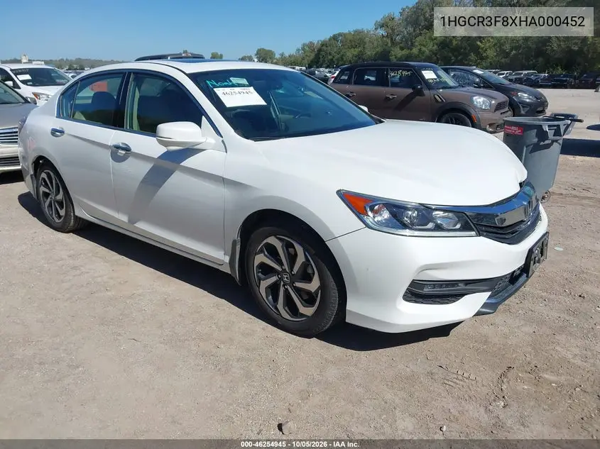 HONDA ACCORD 2017, VIN 1HGCR3F8XHA000452