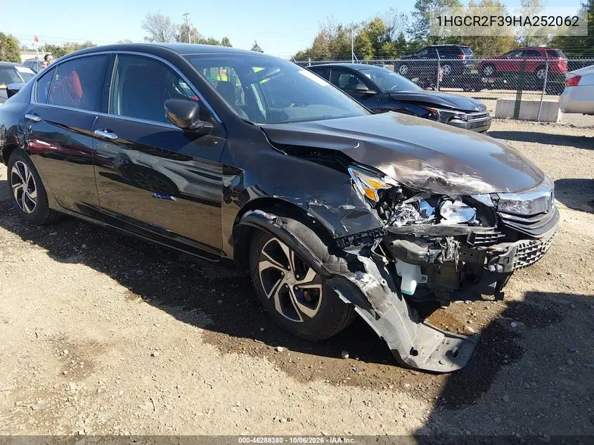 HONDA ACCORD 2017, VIN 1HGCR2F39HA252062