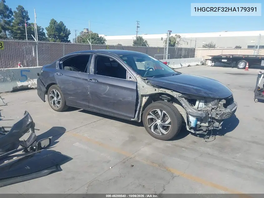 HONDA ACCORD 2017, VIN 1HGCR2F32HA179391
