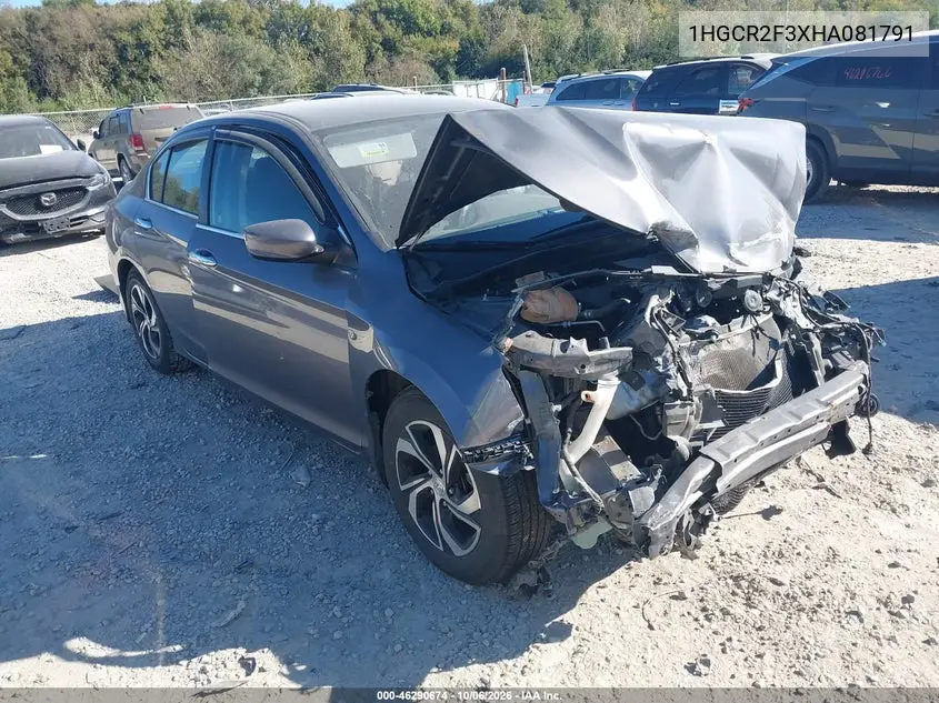 HONDA ACCORD 2017, VIN 1HGCR2F3XHA081791
