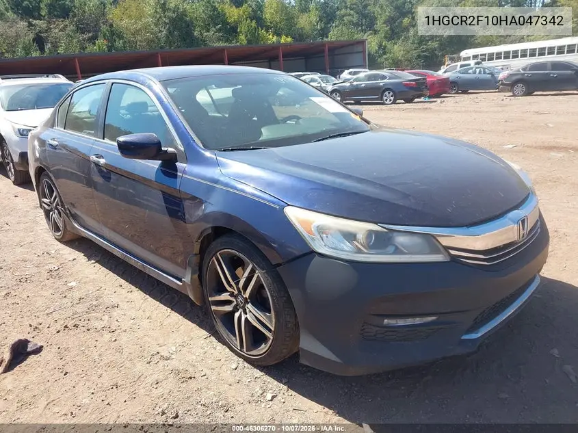 HONDA ACCORD 2017, VIN 1HGCR2F10HA047342