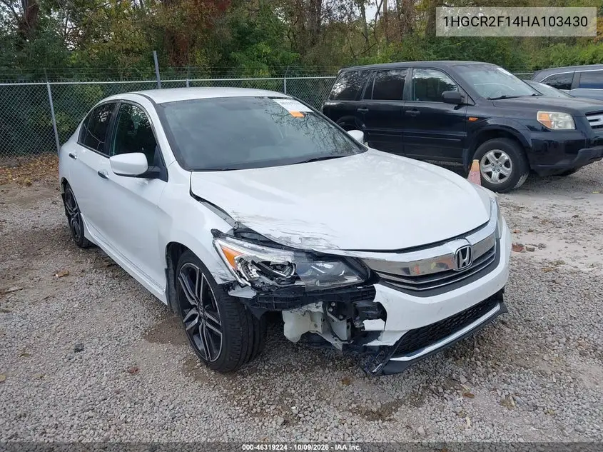HONDA ACCORD 2017, VIN 1HGCR2F14HA103430