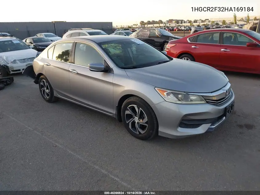 HONDA ACCORD 2017, VIN 1HGCR2F32HA169184