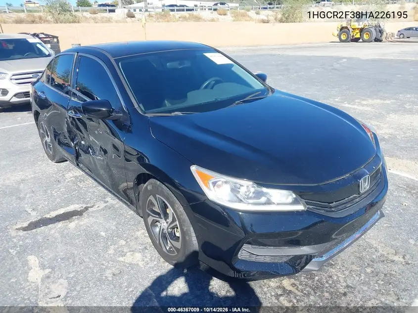 HONDA ACCORD 2017, VIN 1HGCR2F38HA226195