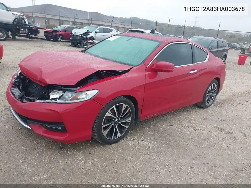 2017 HONDA ACCORD VIN 1HGCT2A83HA003678 — фото 2
