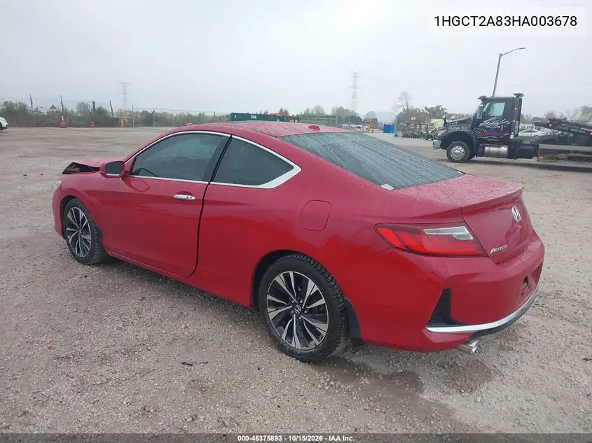 2017 HONDA ACCORD VIN 1HGCT2A83HA003678 — фото 3
