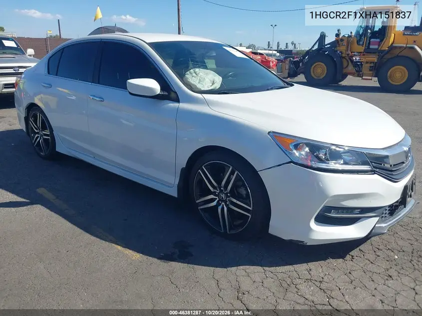 HONDA ACCORD 2017, VIN 1HGCR2F1XHA151837