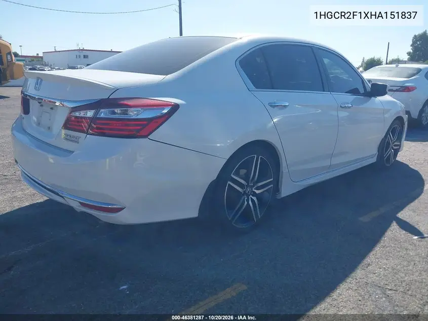 2017 HONDA ACCORD VIN 1HGCR2F1XHA151837 — фото 4