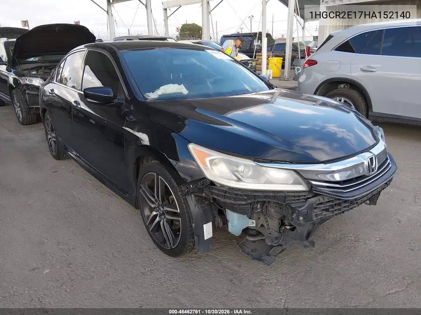 HONDA ACCORD 2017, VIN 1HGCR2E17HA152140