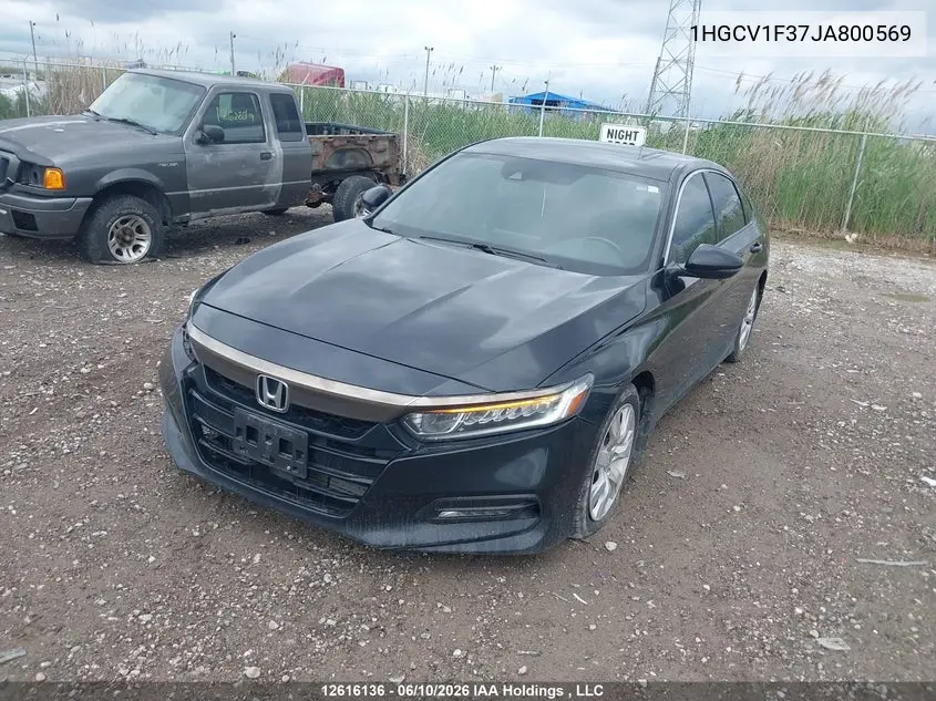 2018 HONDA ACCORD VIN 1HGCV1F37JA800569 — фото 2