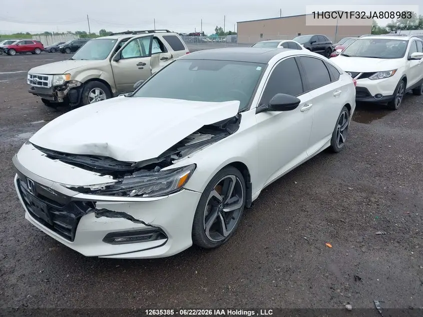 2018 HONDA ACCORD VIN 1HGCV1F32JA808983 — фото 2