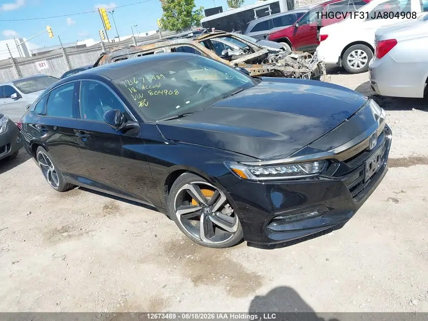 HONDA ACCORD 2018, VIN 1HGCV1F31JA804908