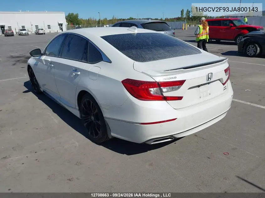 2018 HONDA ACCORD VIN 1HGCV2F93JA800143 — фото 3