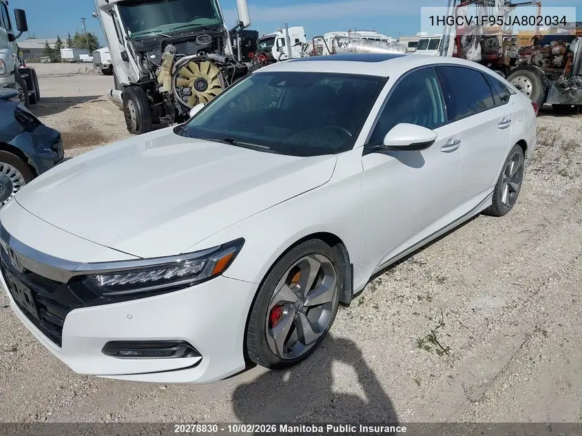 2018 HONDA ACCORD VIN 1HGCV1F95JA802034 — фото 2