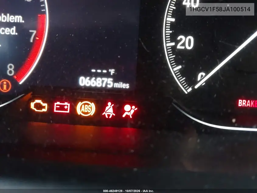 2018 HONDA ACCORD VIN 1HGCV1F58JA100514 — фото 4