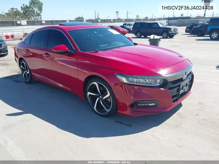 HONDA ACCORD 2018, VIN 1HGCV2F36JA024408