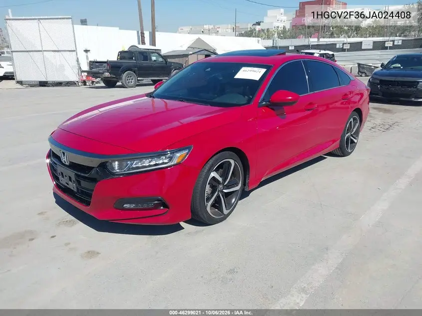 2018 HONDA ACCORD VIN 1HGCV2F36JA024408 — фото 2