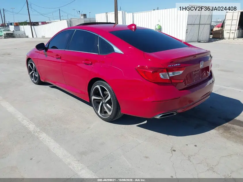 2018 HONDA ACCORD VIN 1HGCV2F36JA024408 — фото 3
