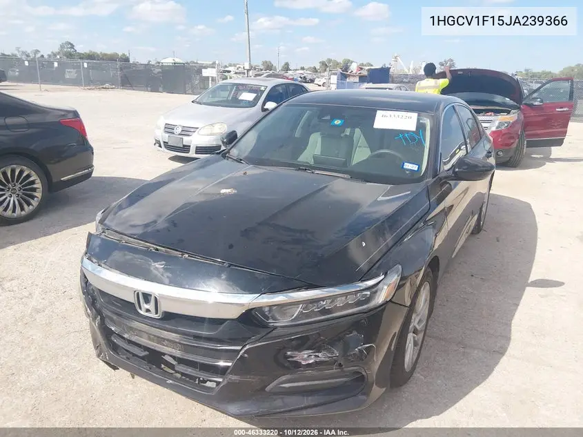 2018 HONDA ACCORD VIN 1HGCV1F15JA239366 — фото 2