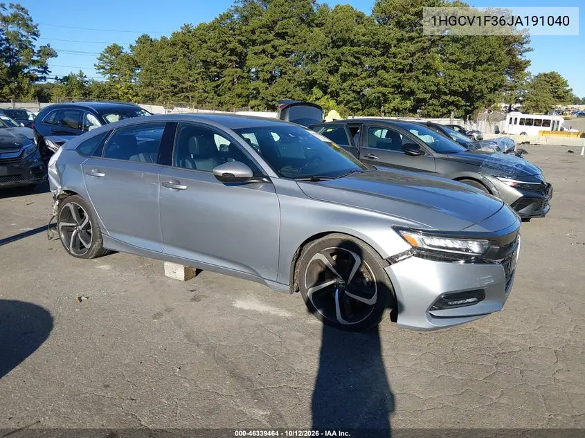 HONDA ACCORD 2018, VIN 1HGCV1F36JA191040