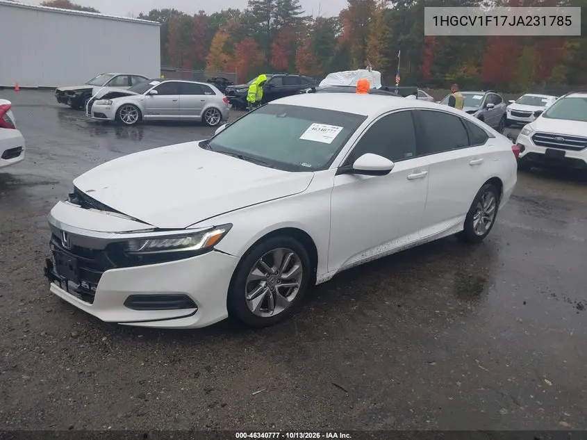 2018 HONDA ACCORD VIN 1HGCV1F17JA231785 — фото 2
