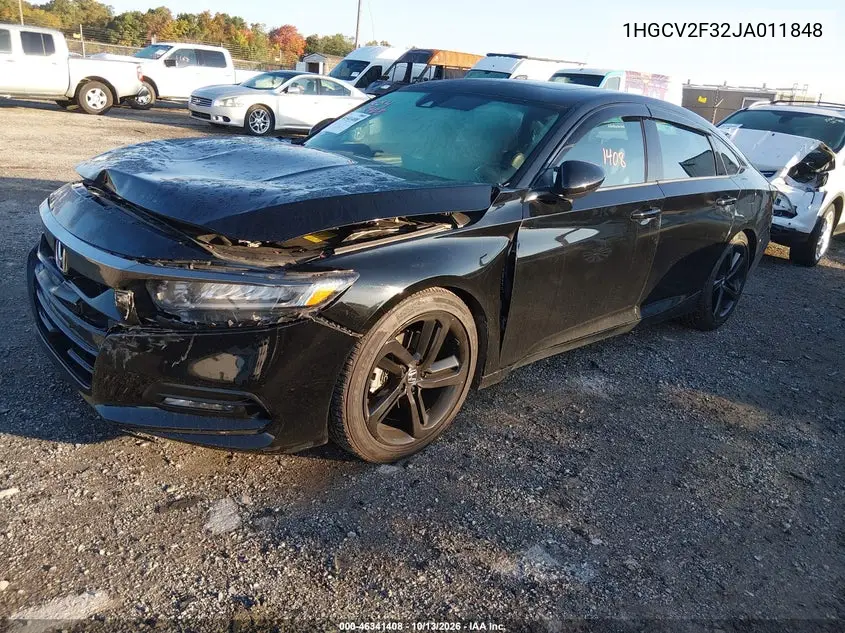 2018 HONDA ACCORD VIN 1HGCV2F32JA011848 — фото 2