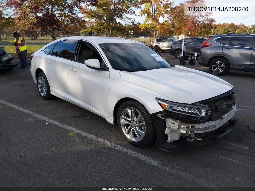 HONDA ACCORD 2018, VIN 1HGCV1F14JA208240