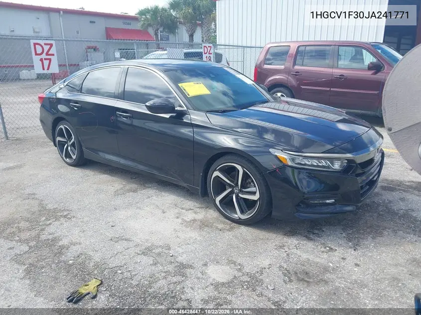 HONDA ACCORD 2018, VIN 1HGCV1F30JA241771