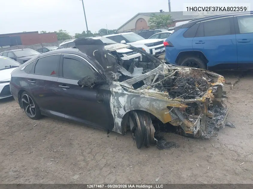 2019 HONDA ACCORD VIN 1HGCV2F37KA802359 — фото 12