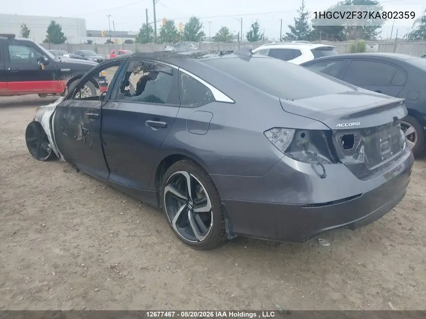 2019 HONDA ACCORD VIN 1HGCV2F37KA802359 — фото 13