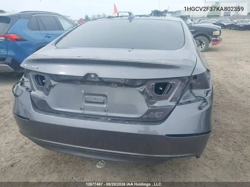 2019 HONDA ACCORD VIN 1HGCV2F37KA802359 — фото 15