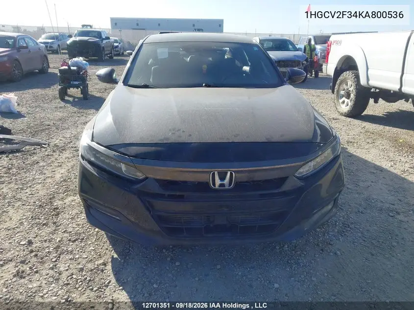 2019 HONDA ACCORD VIN 1HGCV2F34KA800536 — фото 12