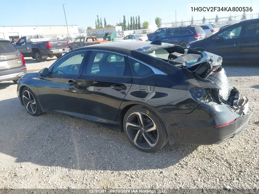 2019 HONDA ACCORD VIN 1HGCV2F34KA800536 — фото 14