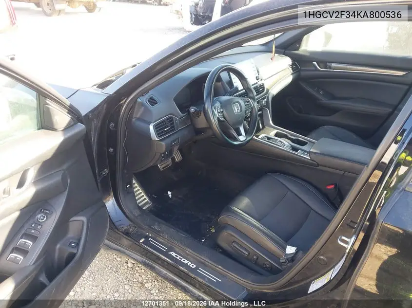 2019 HONDA ACCORD VIN 1HGCV2F34KA800536 — фото 18