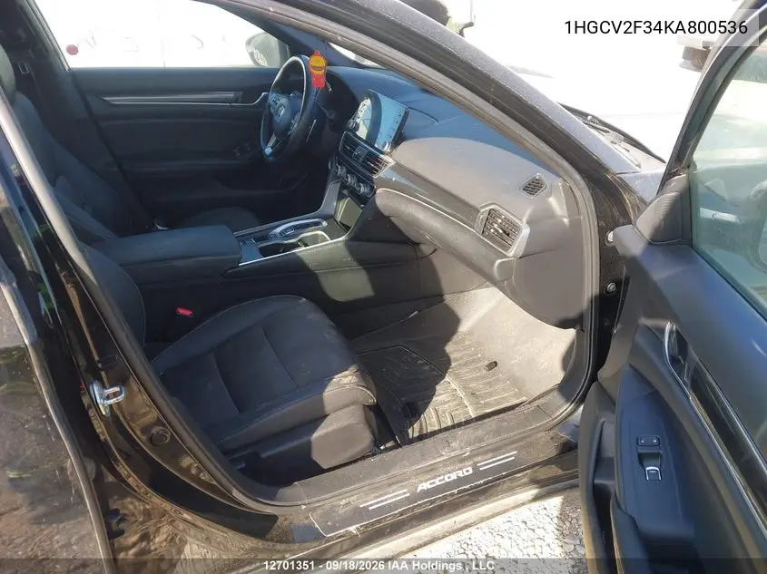 2019 HONDA ACCORD VIN 1HGCV2F34KA800536 — фото 5