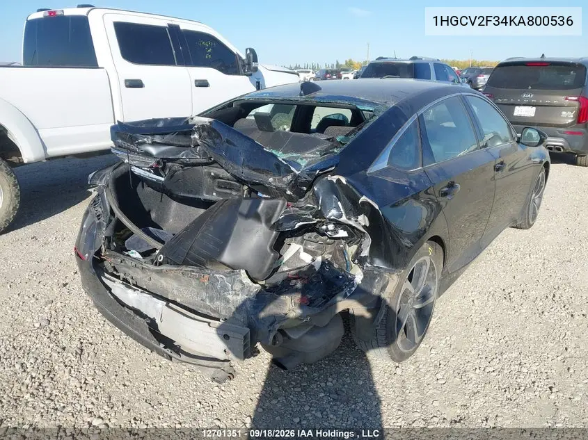 2019 HONDA ACCORD VIN 1HGCV2F34KA800536 — фото 6