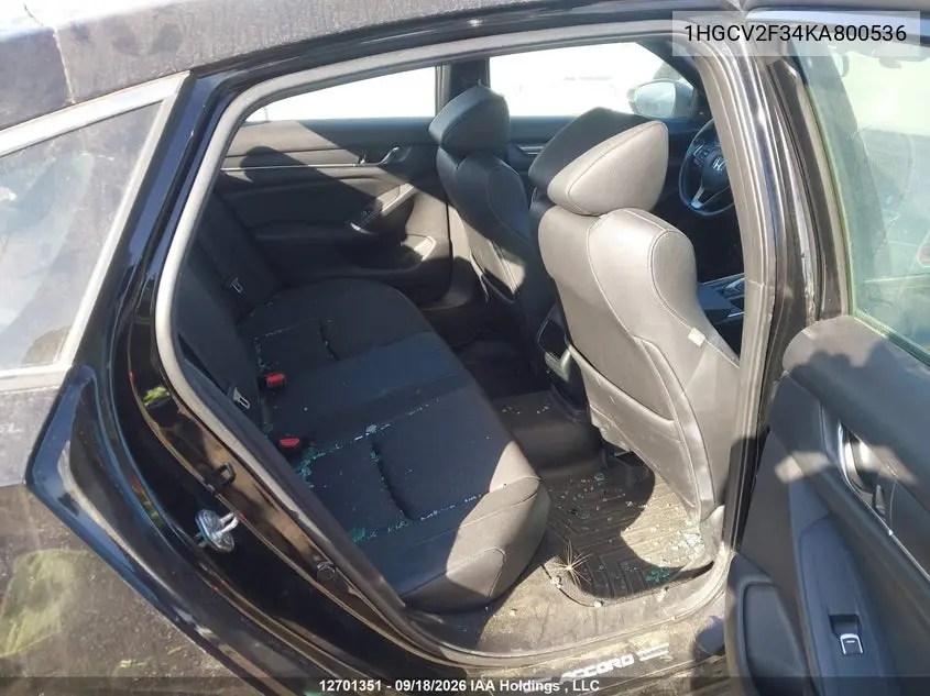 2019 HONDA ACCORD VIN 1HGCV2F34KA800536 — фото 8