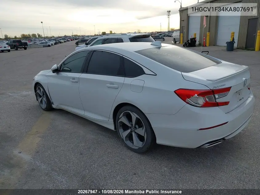 2019 HONDA ACCORD VIN 1HGCV1F34KA807691 — фото 3